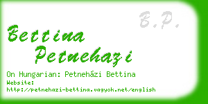 bettina petnehazi business card